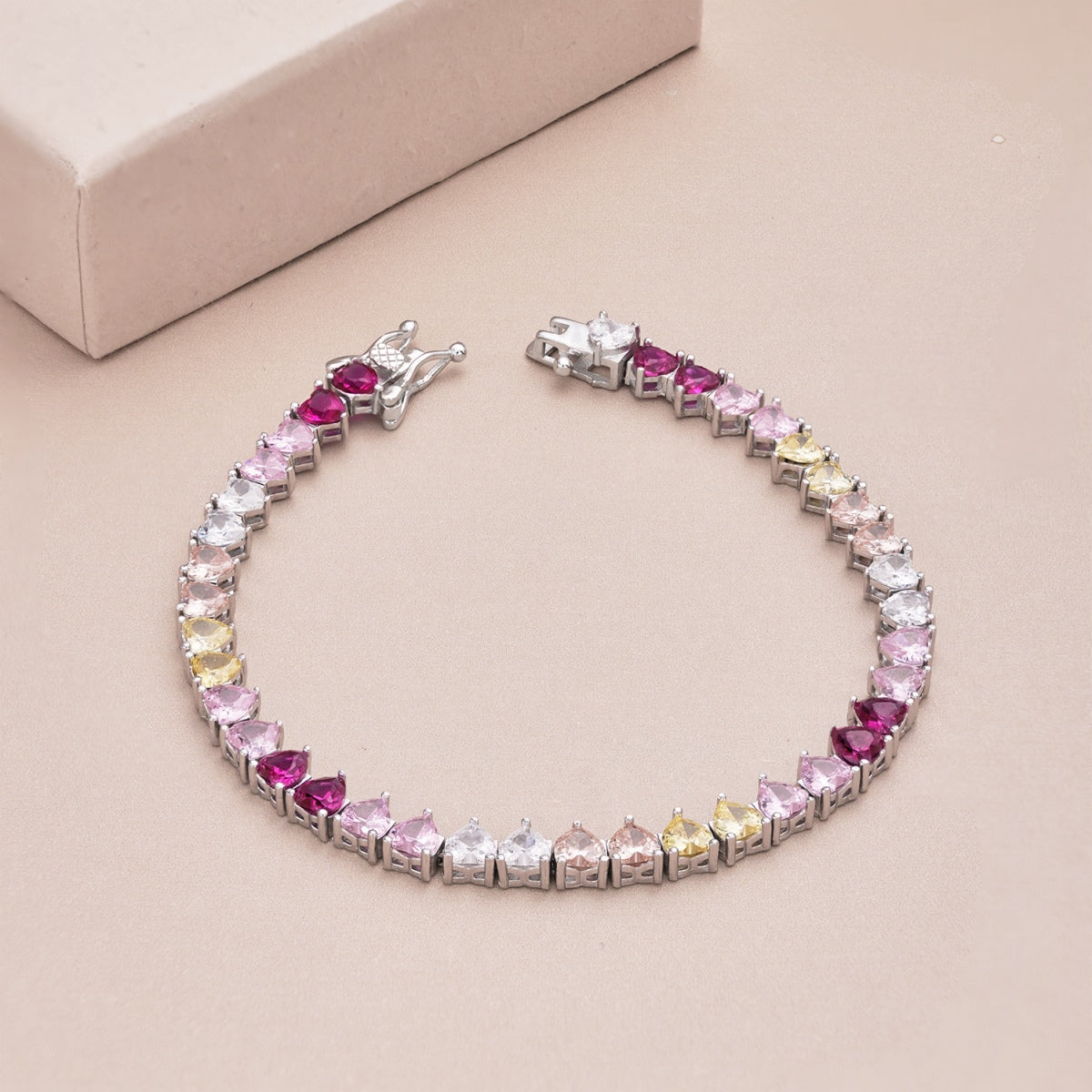 [Royal Jewellery]Luxurious Colorful Romantic Heart Shape Lover Bracelet