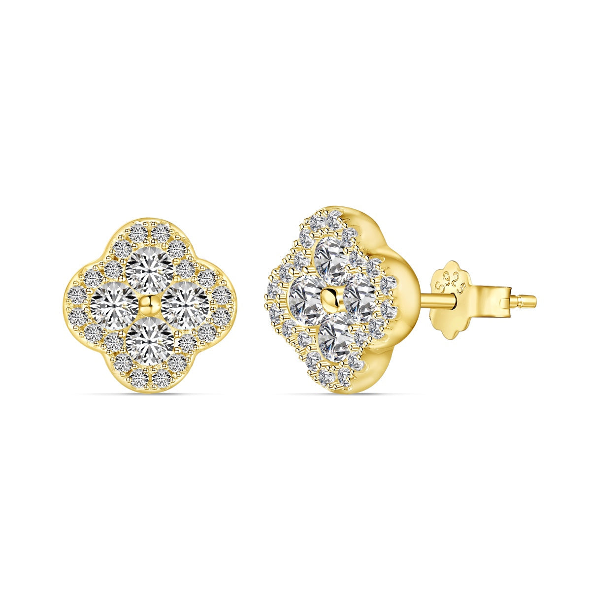 [Royal Jewellery]Four-Leaf Clover Flower Shaped Earrings