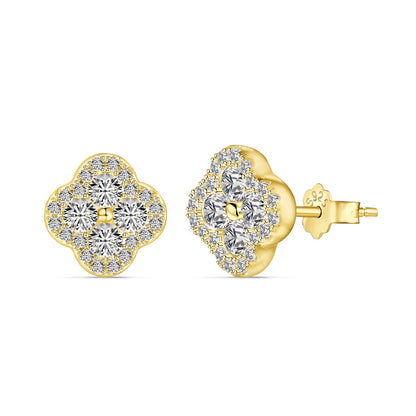 [Royal Jewellery]Four-Leaf Clover Flower Shaped Earrings