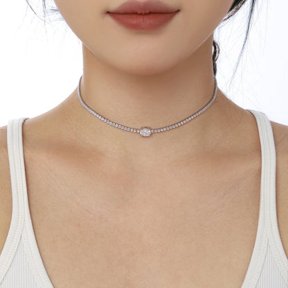 [Royal Jewellery]1.0 Carat Shining Oval Cut Necklace