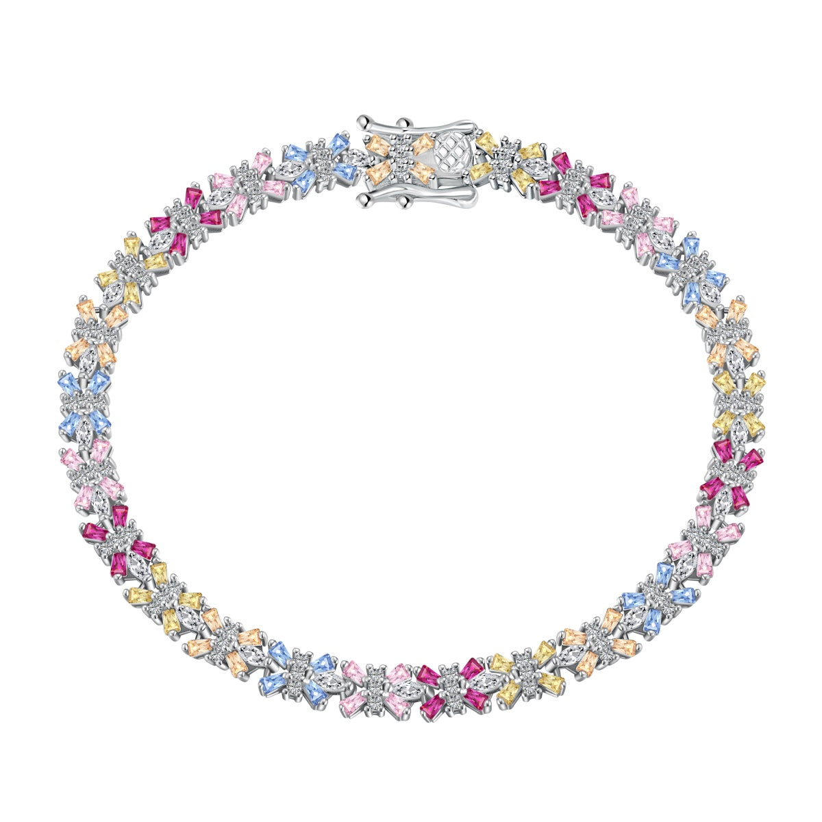 [Royal Jewellery]Radiant Colorful Emerald Cut Party Bracelet