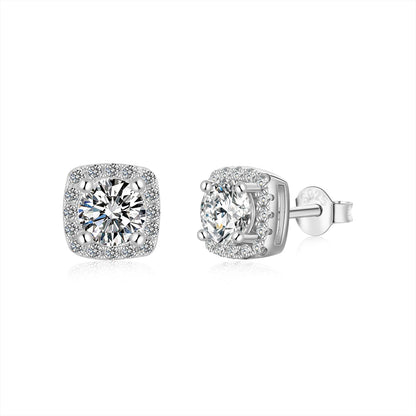 [Royal Jewellery]Classic Round Center Stone Stud Earrings