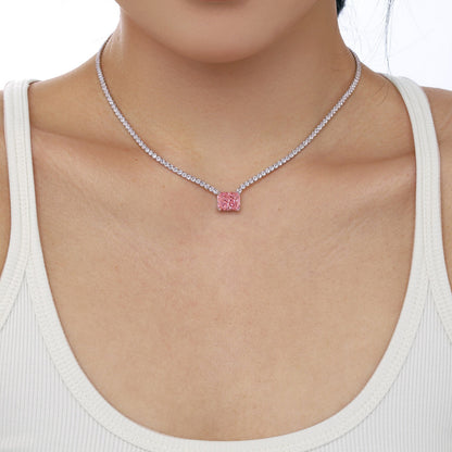 [Royal Jewellery]4.0 Carat Elegant Radiant Cut Necklace