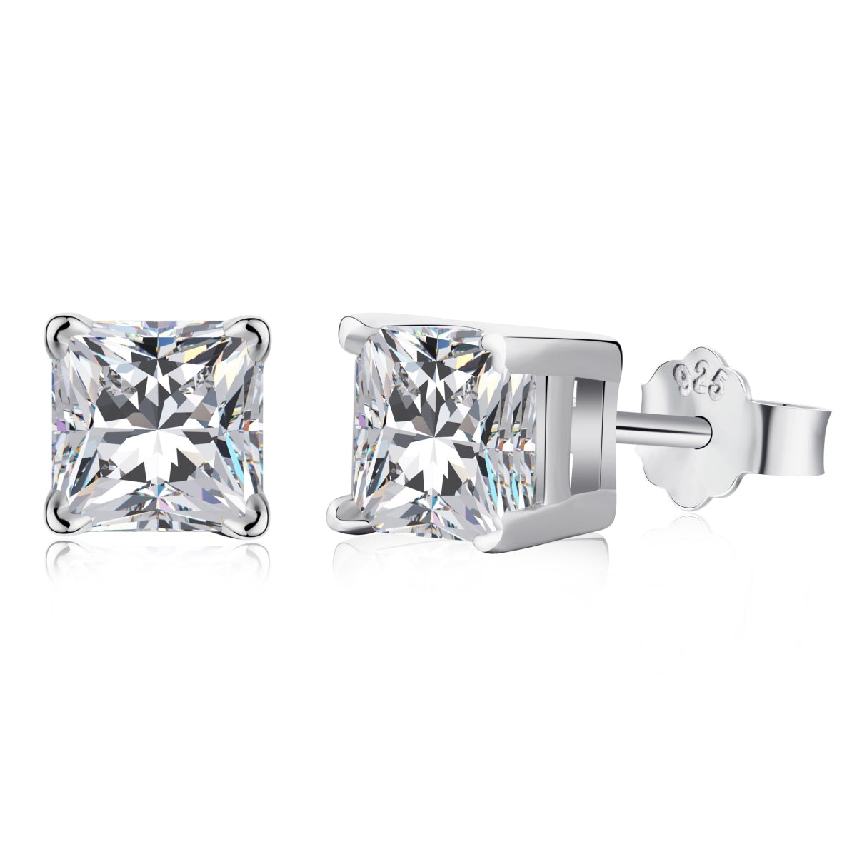 [ROYAL]1.0 Carat Radiant Princess Cut Wedding Earrings