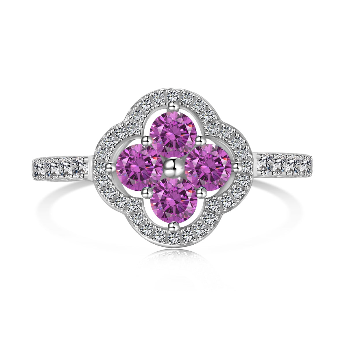 [Royal Jewellery]Four Leaf Clover Flower Design Ring