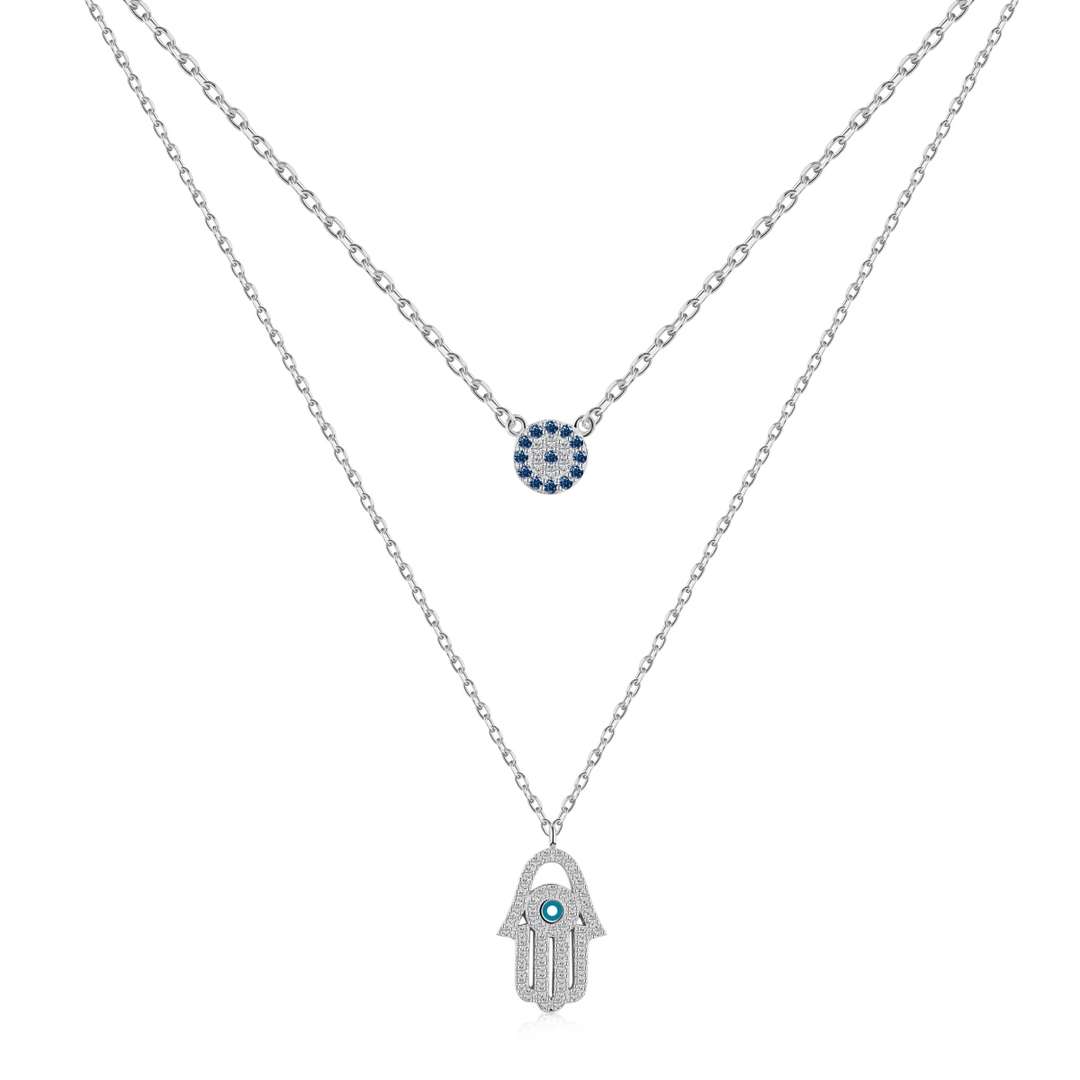 [Royal Jewellery]Demon Eye Hamsa Palm Necklace