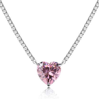 [Royal Jewellery]8.0 Carat Versatile Colorful Sweet Heart-Shaped Tennis Necklace