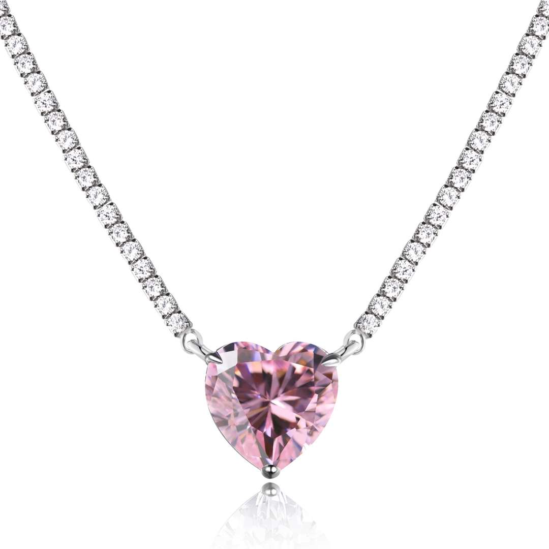 [Royal Jewellery]8.0 Carat Versatile Colorful Sweet Heart-Shaped Tennis Necklace