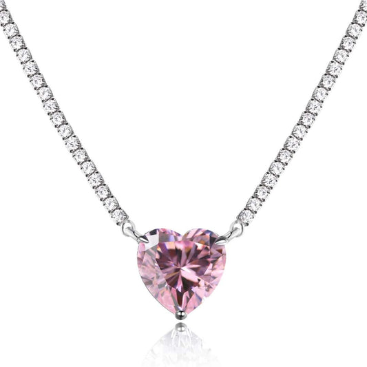 [Royal Jewellery]8.0 Carat Versatile Colorful Sweet Heart-Shaped Tennis Necklace