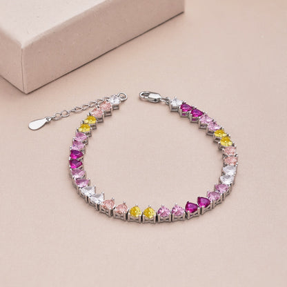 [Royal Jewellery]Luxurious Colorful Romantic Heart Shape Lover Bracelet