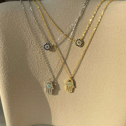 [Royal Jewellery]Demon Eye Hamsa Palm Necklace