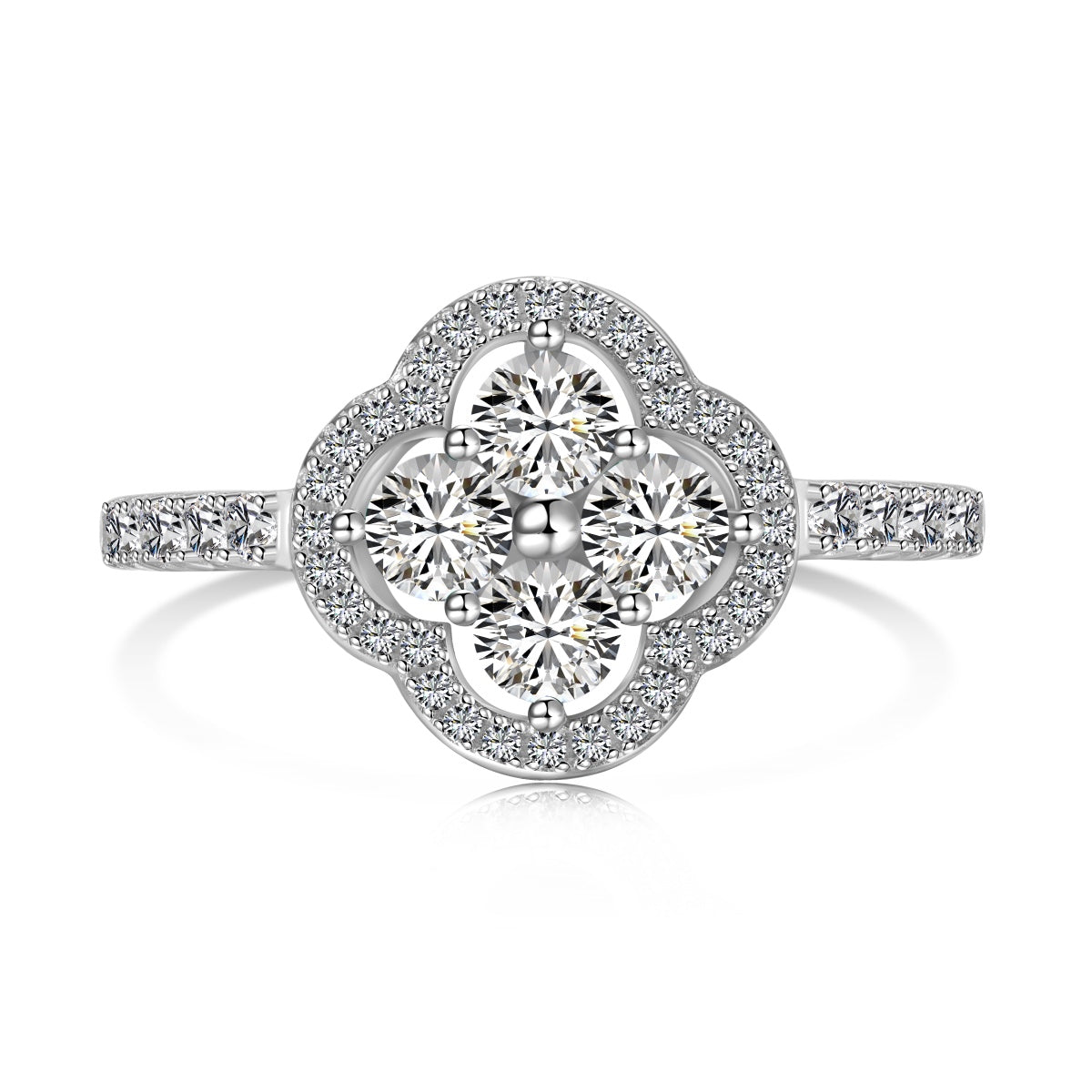 [Royal Jewellery]Four Leaf Clover Flower Design Ring