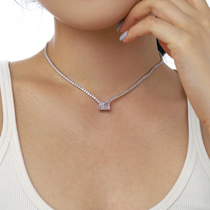 [Royal Jewellery]4.0 Carat Elegant Radiant Cut Necklace