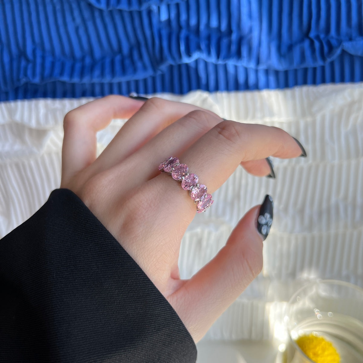 [Royal Jewellery]Dainty Elongated Cushion Cut Tennis Ring