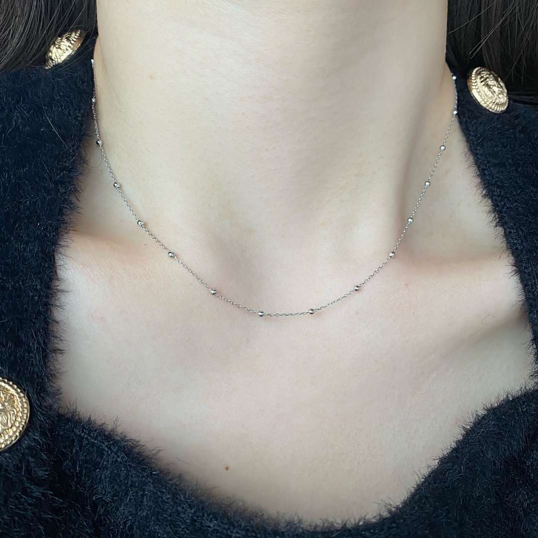 [Royal Jewellery]Small Bead Clavicle Chain Simple Necklace