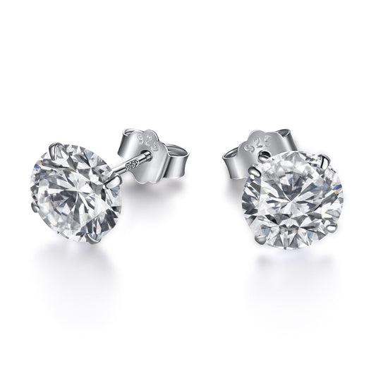 [Royal Jewellery]Stylish Shiny Round Center Stone Stud Earrings