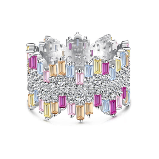 [Royal Jewellery]Luxurious Colorful Radiant Cut Daily Ring