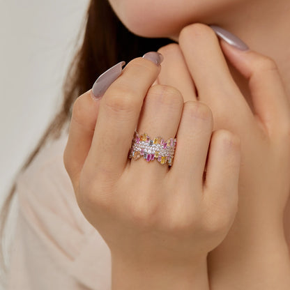 [ROYAL]Luxurious Colorful Radiant Cut Daily Ring