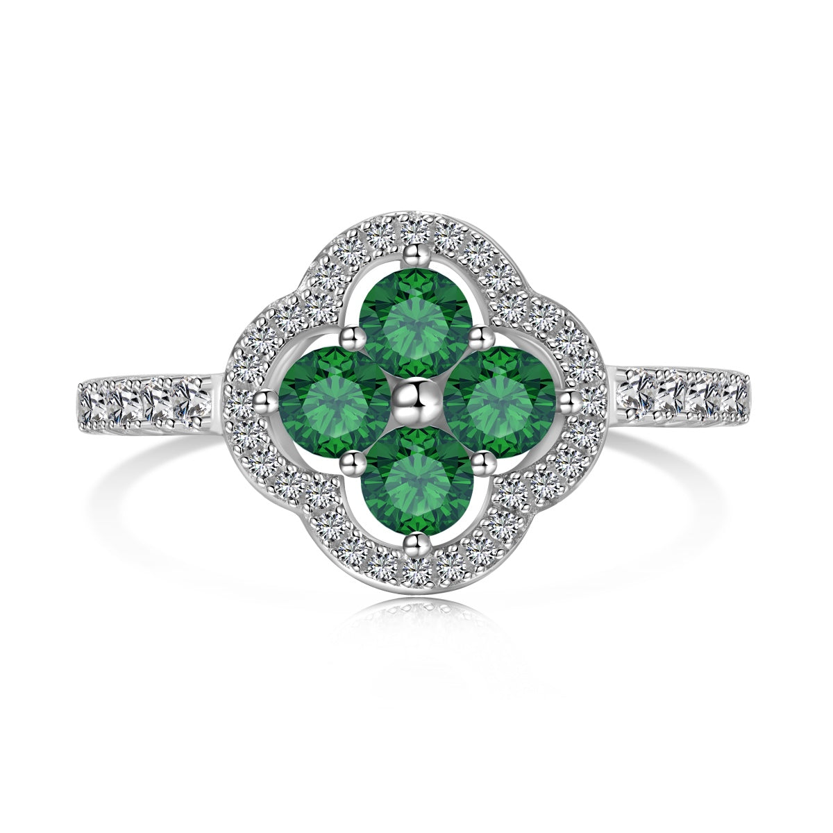 [Royal Jewellery]Four Leaf Clover Flower Design Ring
