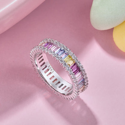 [Royal Jewellery]Dainty Kaleidoscopic Emerald Cut Daily Ring