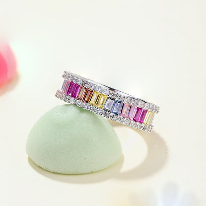 [Royal Jewellery]Dainty Kaleidoscopic Emerald Cut Daily Ring