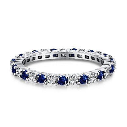[Royal Jewellery]Exquisite Colorful Round Cut Tennis Ring