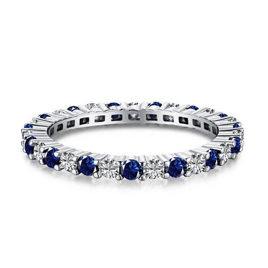 [Royal Jewellery]Exquisite Colorful Round Cut Tennis Ring