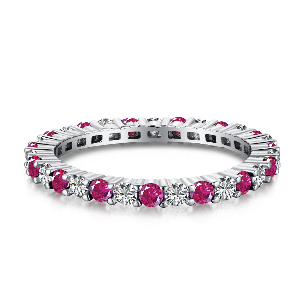 [Royal Jewellery]Exquisite Colorful Round Cut Tennis Ring