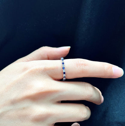 [Royal Jewellery]Exquisite Colorful Round Cut Tennis Ring