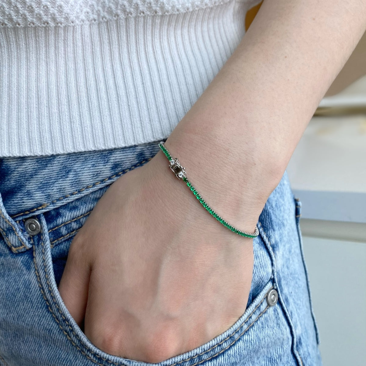 [Royal Jewellery]Dazzling Colorful Round Cut Daily Bracelet