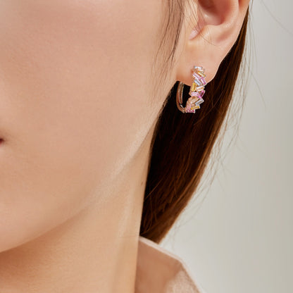 [Royal Jewellery]Dazzling Colorful Emerald Cut Daily Earrings
