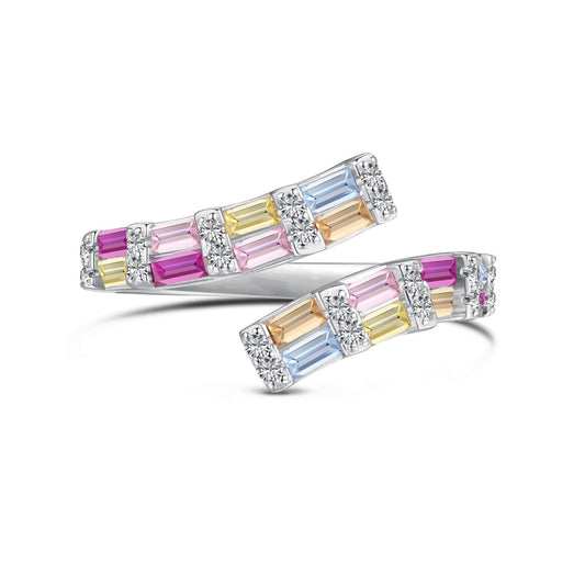 [Royal Jewellery]Charming Colorful Radiant Cut Adjustable Daily Ring