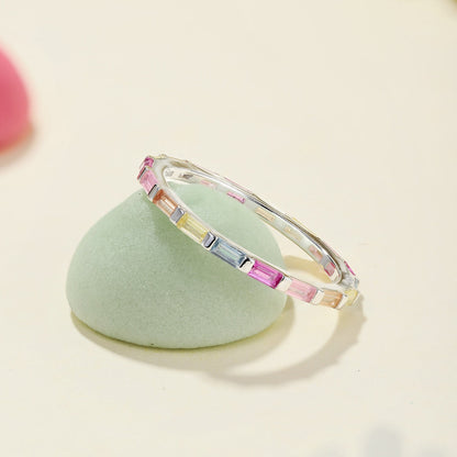 [Royal Jewellery]Exquisite Multicolored Emerald Cut Daily Ring