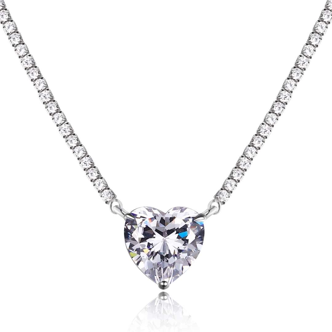 [Royal Jewellery]8.0 Carat Versatile Colorful Sweet Heart-Shaped Tennis Necklace