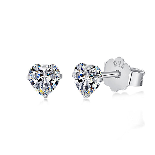 [Royal Jewellery]Sparkling Heart Shaped Simple Earrings
