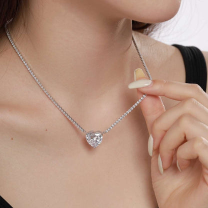 [Royal Jewellery]8.0 Carat Versatile Colorful Sweet Heart-Shaped Tennis Necklace