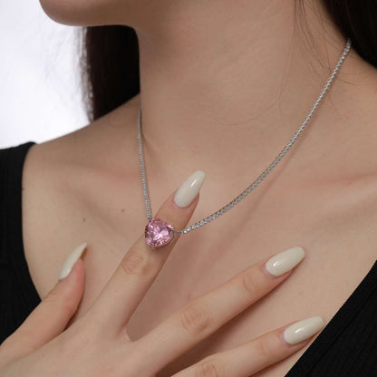 [Royal Jewellery]8.0 Carat Versatile Colorful Sweet Heart-Shaped Tennis Necklace