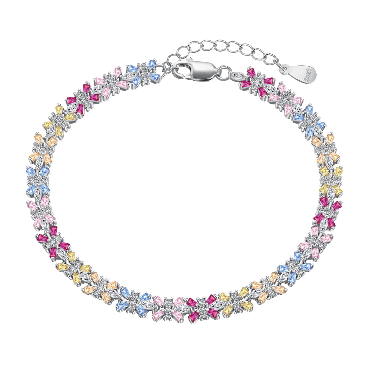 [Royal Jewellery]Radiant Colorful Emerald Cut Party Bracelet