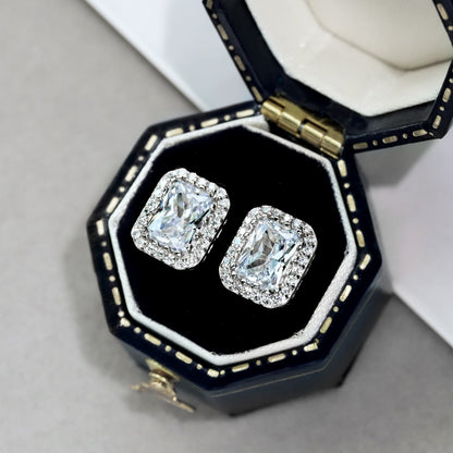 [Royal Jewellery]1.0 Carat Luxurious Dainty Emerald Cut Daily Earrings