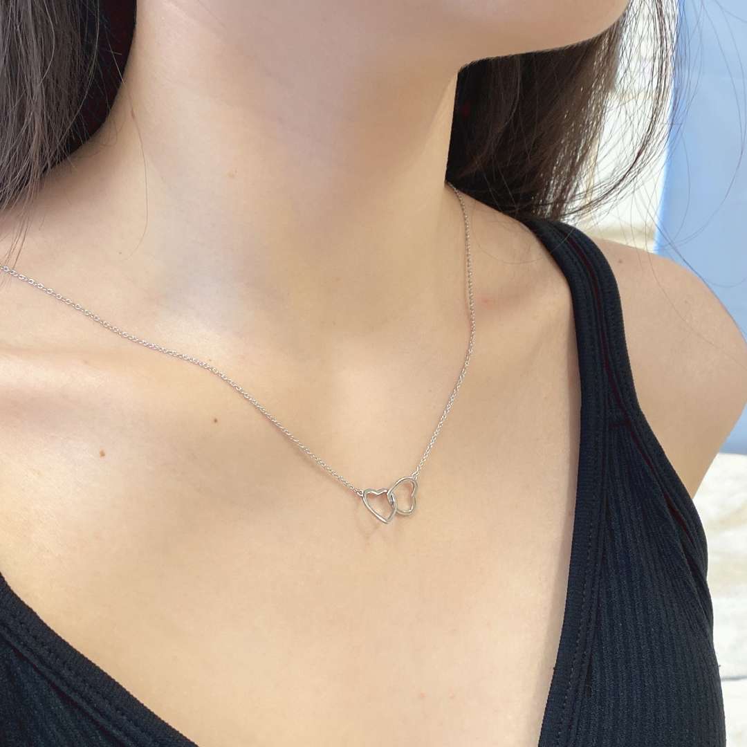 [ROYAL]Sterling Silver Love Double Ring Necklace