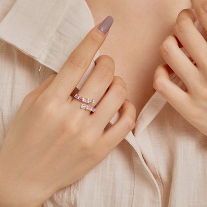 [Royal Jewellery]Charming Colorful Radiant Cut Adjustable Daily Ring