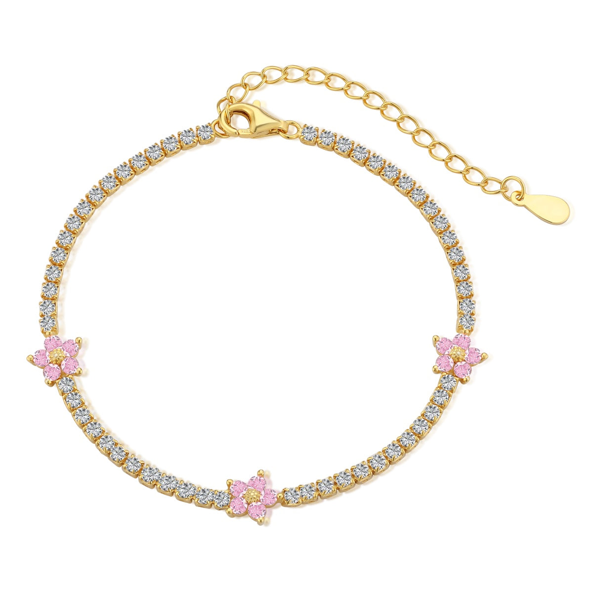 [Royal Jewellery]Sparkling Flower Shape Tennis Bracelet