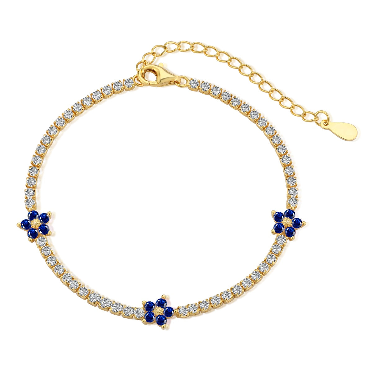 [Royal Jewellery]Sparkling Flower Shape Tennis Bracelet