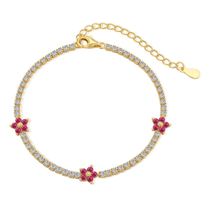 [Royal Jewellery]Sparkling Flower Shape Tennis Bracelet