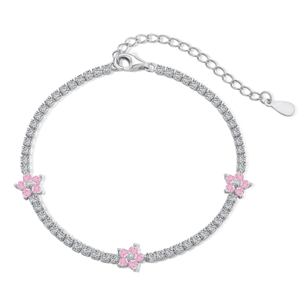 [Royal Jewellery]Sparkling Flower Shape Tennis Bracelet