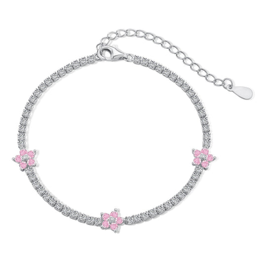 [Royal Jewellery]Sparkling Flower Shape Tennis Bracelet
