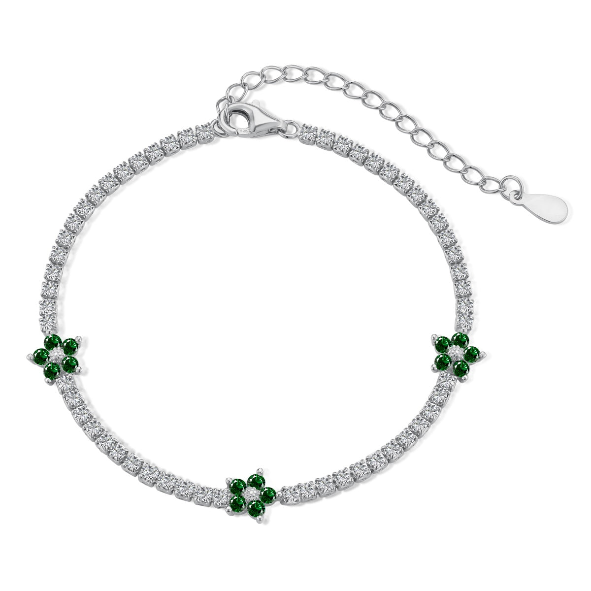 [Royal Jewellery]Sparkling Flower Shape Tennis Bracelet