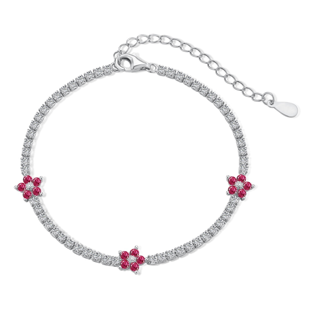 [Royal Jewellery]Sparkling Flower Shape Tennis Bracelet