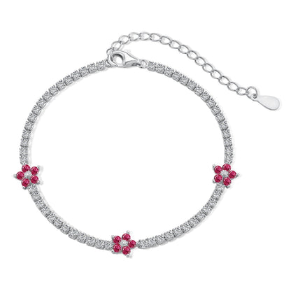 [Royal Jewellery]Sparkling Flower Shape Tennis Bracelet