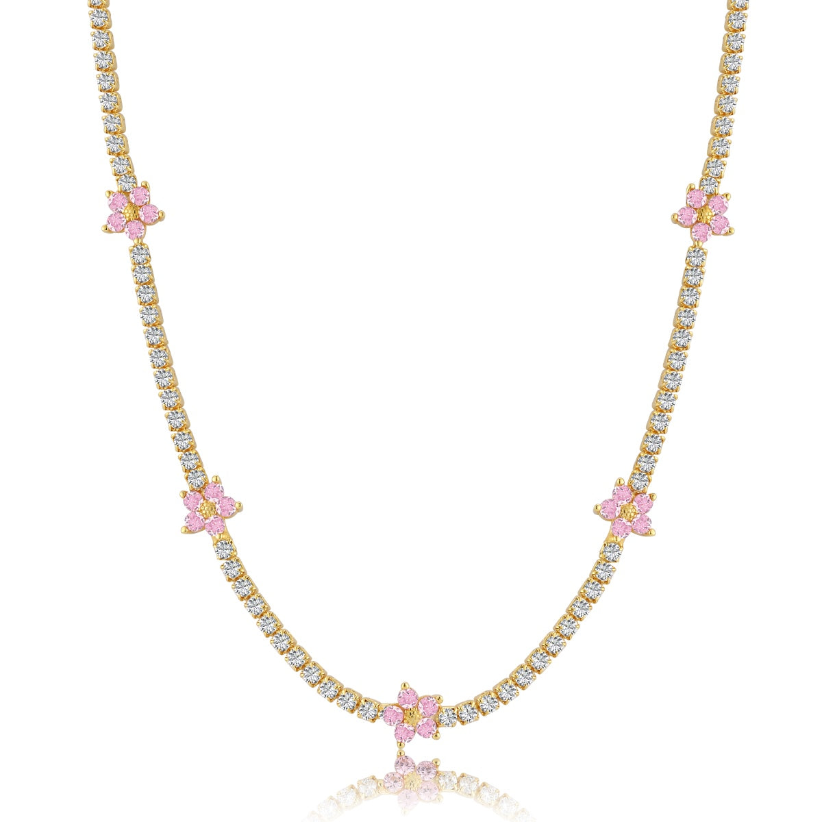 [Royal Jewellery]Luxurious Colorful Flower Tennis Necklace